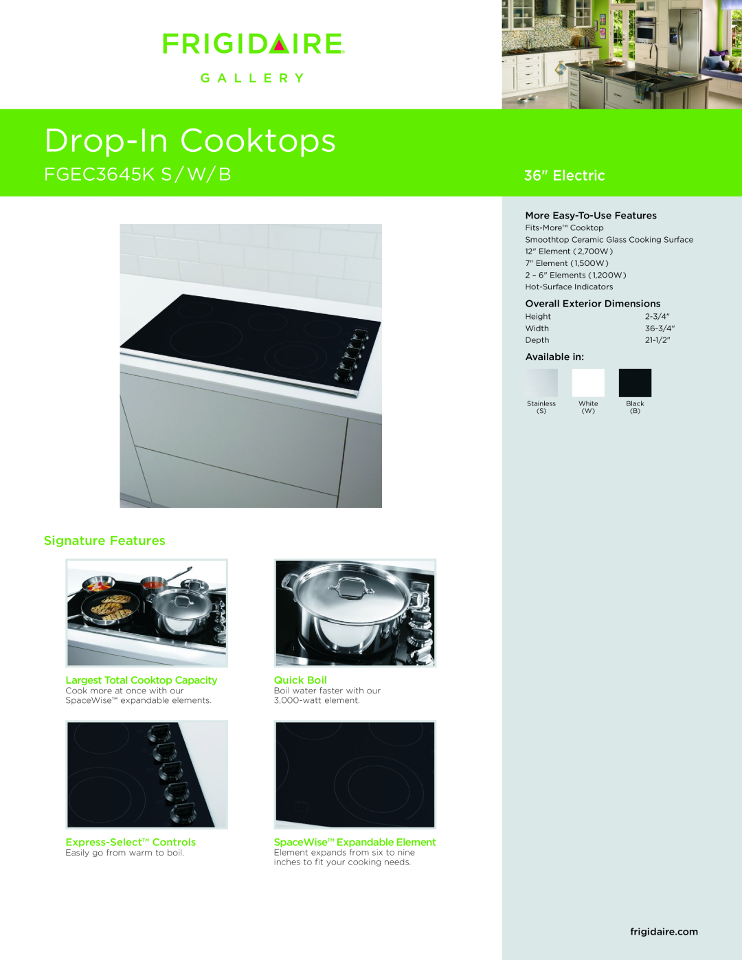 Frigidaire FGEC3645KS, FGEC3645KW, FGEC3645KB important safety instructions Use &Care, All about the, of your Cooktop 